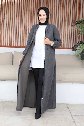 Şönil Kumaş Kışlık Comfort Ferace - Gri / F0506 Gri