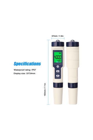 Springsun 5'i 1 Arada Dijital Su Analiz Cihazı: Ph/ec/tds/tuzluluk/sıcaklık Ölçüm