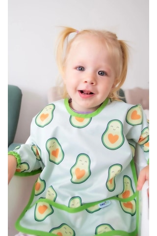 Babyjem Baskılı Blw Kollu Mama Önlüğü Avakado Desen