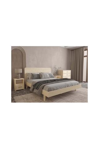 Softwood Masif Ahşap Yatak Odası Takımı 2 Kapaklı Vernik 160x200