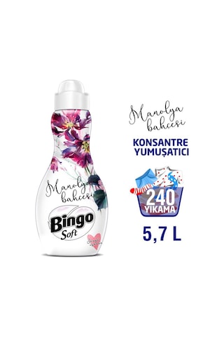 Bingo Soft Konsantre Çamaşır Yumuşatıcısı Manolya Bahçesi 4 x 1440 ML
