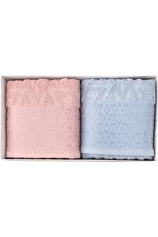 Royam Hazangülü %100 Pamuklu Jakarlı 2 Li El Yüz Havlusu Seti 50 X 90 Çok Renkli