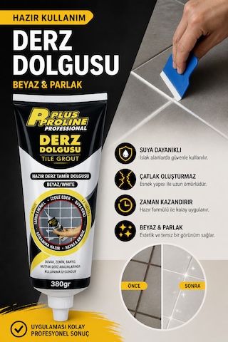 Hazır Derz Dolgu Macunu Fayans Arası Tamir Ve Yenileme Kolay Uygulama Derz Dolgu Beyaz