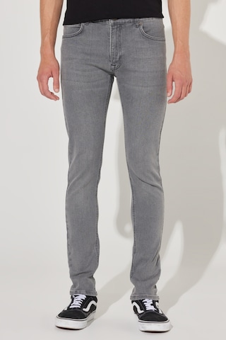 Lee Malone Skinny Fit Dar Kesim Normal Bel Gri Esnek Jean Kot Pantolon Grey Worn