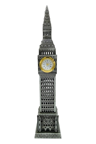 Vintage Metal İngiltere London Big Ben Saat Kulesi Gümüş 23 Cm 1