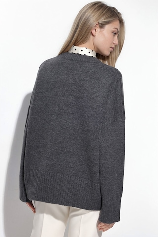 Hiccup Oversize Bisiklet Yaka Örme Kazak Koyu Gri