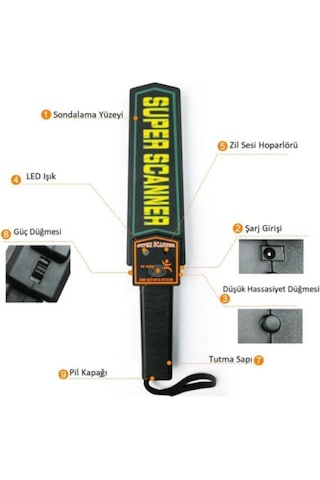 Süper Ultra Scanner El Tipi Metal Üst Arama Dedektörü Güvenlik Ha