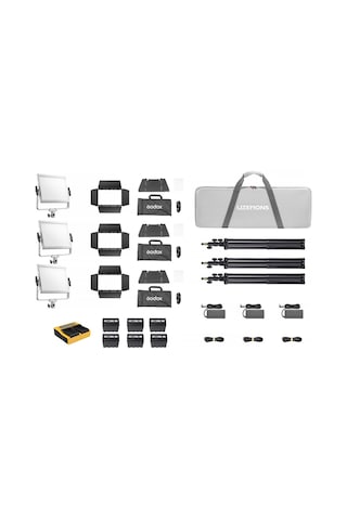 Godox - Lp600r K3 Rgb 3'lü Softboxlı Panel Led Işık Kiti Bataryalı