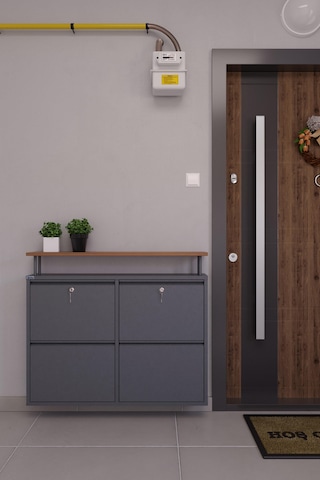 Ceha Kilitli Tablalı 4'lü Metal Ayakkabılık - Antrasit K.AYK-2.4/AC/P 7024/KL Antrasit