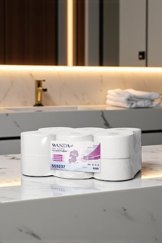Wanda Soft Mini Jumbo Tuvalet Kağıdı 6 Kg 145m Rulo - 12'lı Paket - 2 Katlı, 21cm Yaprak Eni