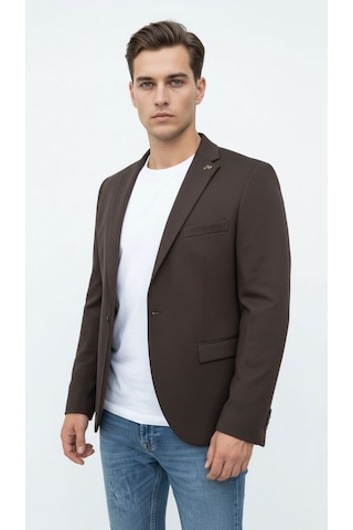 Plus Scorpion Kahverengi Erkek Slim Fit Blazer Ceket Şık, Modern, Günlük Ve Ofis Kombinlerine Uygun Tek Düğmeli Erkek Ceketi Kahverengi