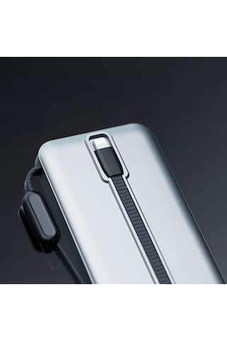 Lenyes Px1004d Dijital Led Ekranlı Lightning Kablolu Powerbank 22.5w 10.000mah Gümüş