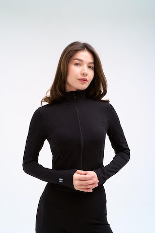 Normal People Lıva - Fermuarlı Spor Ceket /şeftali Dokulu Peach Skin Kumaş Siyah