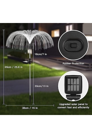 Coverzone Solar Bahçe Lambası 2 Adet, Ent 85 Cm Rgb Renk Değiştiren Solar Çim Lambası, Fiber Optik Dekoratif Dış Mekan Aydınlatma, Otomatik Açma Kapama S51