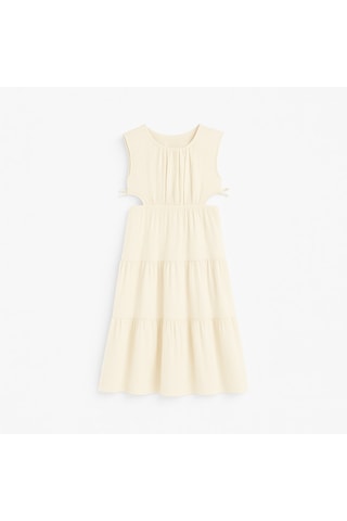 Yanı Dekolteli Kız Çocuk Elbise KREM