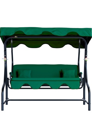 Bahçe Salıncağı 3 Kişilik Metal Salıncak Dalyan Koruma Kılıfı Hediye Yeşil