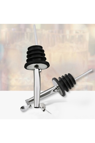 Konesam 304 Paslanmaz Çelik Şarap Pourer, Gömlekli Kapaklı, Silikon Mantar, Akış Kontrol, Bar Ve Mutfak Gereci, Siyah Tip 2