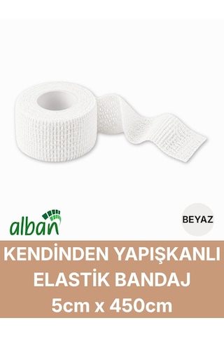 Beyaz 5cm 6'lı Set Kendinden Yapışkanlı Elastik Bandaj, Kohesiv Bandaj 5cm X 4.5m Spor, Bilek, Ayak Bileği, Veteriner Bandajı Beyaz