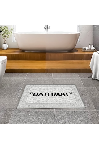 Evaşk Banyo Paspası İpeksi Kadifemsi Halı Yüzey Kaymaz Taban 40x60 BM01640B Beyaz