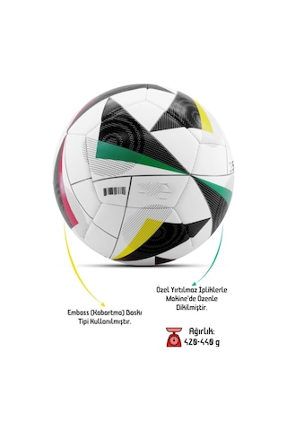 Euro2024 Tasarım Futbol Topu 4 Astarlı No:5 480 Gr + Pompa Hediyeli X516 Çok Renkli