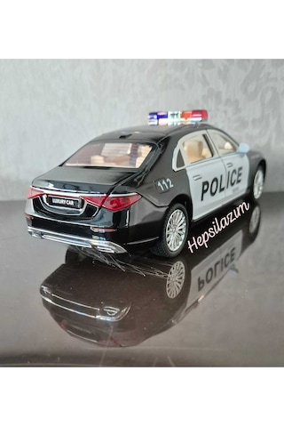 Metal Oyuncak Polis Araba Mercedes Maybach Model Araç Sesli Işıklı Çekbırak Diecast 23cm Diğer