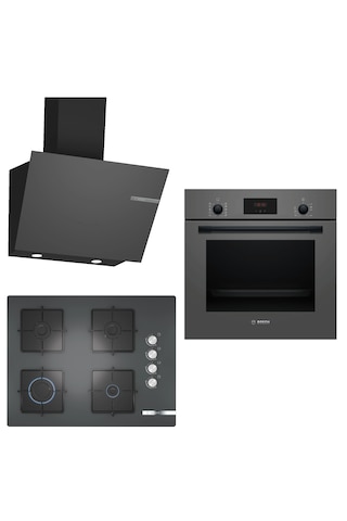 Bosch HBF512BH1T - POP7C9O12O - DWK66PJ70T Gri Ankastre Set