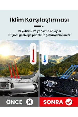 Pelüş Torpido Koruma Örtüsü Uzun Tüylü Siyah
