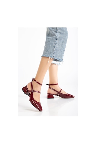 St-003 Bordo Rugan Günlük 4 Cm Topuklu Bayan Ayakkabı Bordo