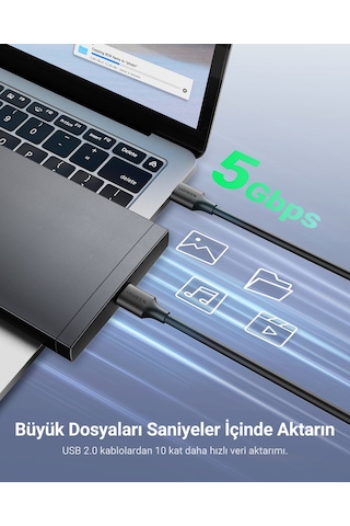 Ugreen Usb-a To Usb-a 3.0 5gbps Veri Kablosu, 2 Metre, 10371