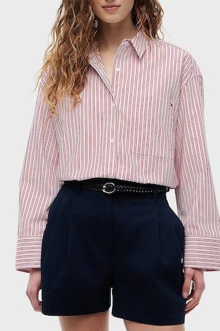 Tommy Hilfiger Poplin Çizgili Oversize Gömlek Kadın Gömlek Ww0ww51129 0fc Beyaz-kırmızı