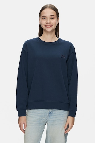 Ucla Sunnıva Lacivert Bisiklet Yaka Nakışlı Loose Fit Kadın Sweatshirt Lacivert