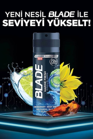 Marine Fresh Erkek Alüminyumsuz Deodorant Body Spray 3x150ML Hızlı Kurur,leke Bırakmaz