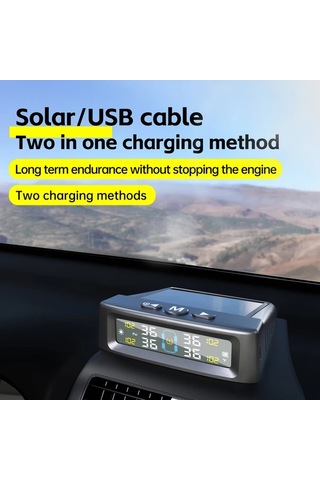 Xuweiwei Arabalar İcin Siyah Ynf Tpms 4 Harici Sensor Gunes Enerjili Lastik Basinc Sicaklik Izleme Sistemi Titresim Algilama Anahtari