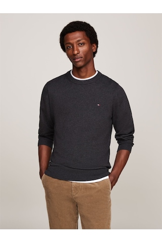 Tommy Hilfiger Pıma Org Ctn Cashmere Crew Neck Erkek Gri Kazak - Mw0mw28046 Gri