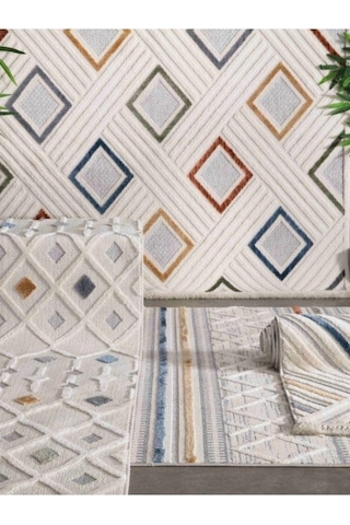 Vivaldi İndia 3018 Renkli İskandinav Serisi Salon Oturma Yatak Odası Halısı Çok Renkli