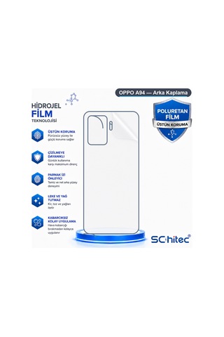 Schitec Oppo A94 Uyumlu Arka Yüzey Hidrojel Koruyucu Film 44670149