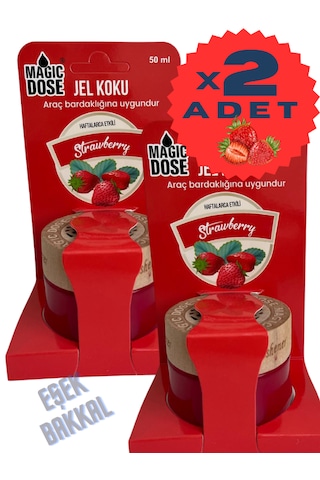 2li Çilek Ahşap Kapaklı Oto Jel Koku 50 Ml Araç Bardaklığına Uyumlu Araba Kokusu 001