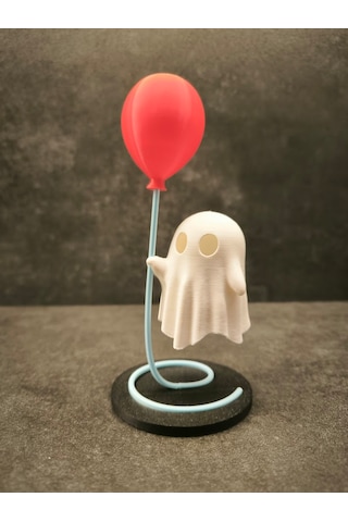 Balon Tutan Mini Hayalet Figür Dekoratif Masa Üstü Aksesuar 5x12cm Beyaz-kırmızı