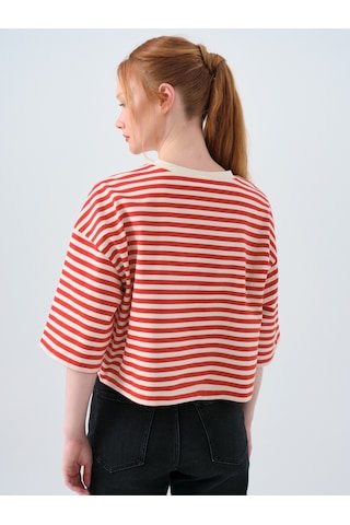 Loose Crop Kadın Tshirt K.kol Kırmızı