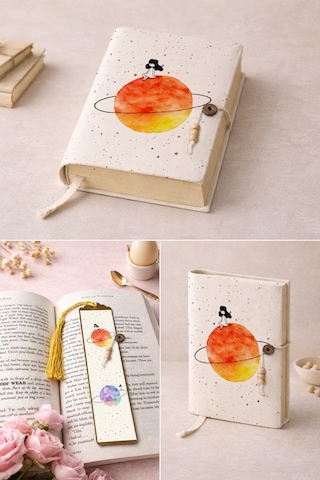 Kitap Kılıfı Ve Metal Kitap Ayracı Seti Satürndeki Kız