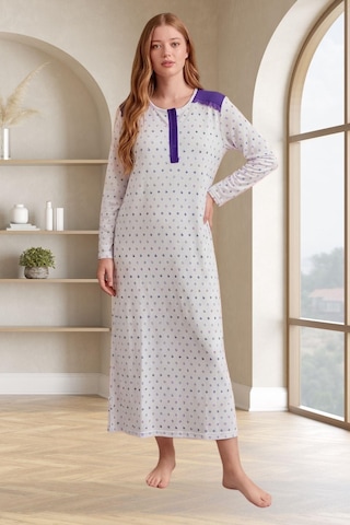 Mecit Pijama Mecit 6359 Mor Kadın Uzun Sabahlıklı Gecelik Takım