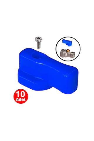 Mavi Plastik Mini Küresel Vana Başlığı Kollektör Kolu Ara Musluk Kelebek Başı -10 Adet