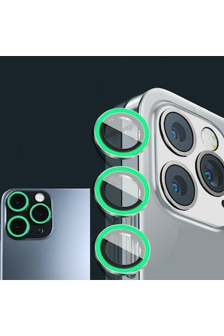 Binano Iphone 13 Pro/13 Pro Max Fosforlu Koyu Yeşil Kamera Koruyu