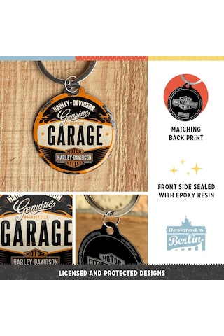 Nostalgic-art Retro Anahtarlık, Çap 4 Cm, Harley-davidson - Garaj - Bisikletçiler İçin Hediye Fikri, Orijinal Lisans Altın