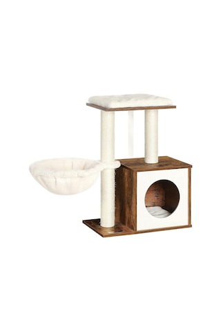Woodywonders Kediler İçin Küçük Kedi Ağacı, İç Mekan Kediler İçin Modern Kedi Kulesi, Tırmalama Direkli Kedi E
