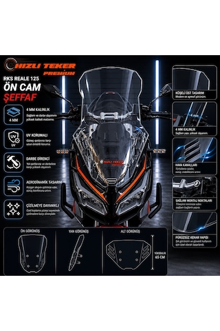 Rks Reale 125 Ön Tur Camı Şeffaf