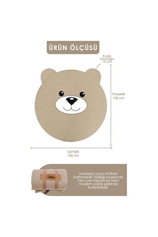 Mordesign Bebek/çocuk Oyun Halısı, Yenidoğan Emekleme Pedi, Aktivite Oyun Matı, Morbear Serisi, Kapiçino 100 X 100 Kapiçino