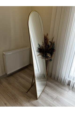 Gold Oval Ayaklı Boy Aynası 50x160 Altın