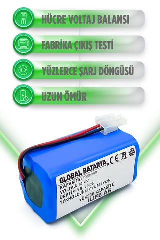 Ilıfe A6 Robot Süpürge Bataryası 3200mah Li-ion Pil