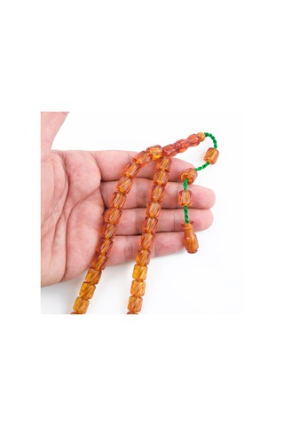 Ateş Kehribar Kalem İşçilik Kapsül Kesim 9x10mm Tesbih Kahverengi